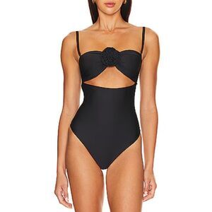 Boamar Black One Piece Swimsuit rosette Cut-Out bathing suit Revolve NWT M